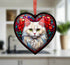 Persian Cat Stained Glass Effect Heart Suncatcher